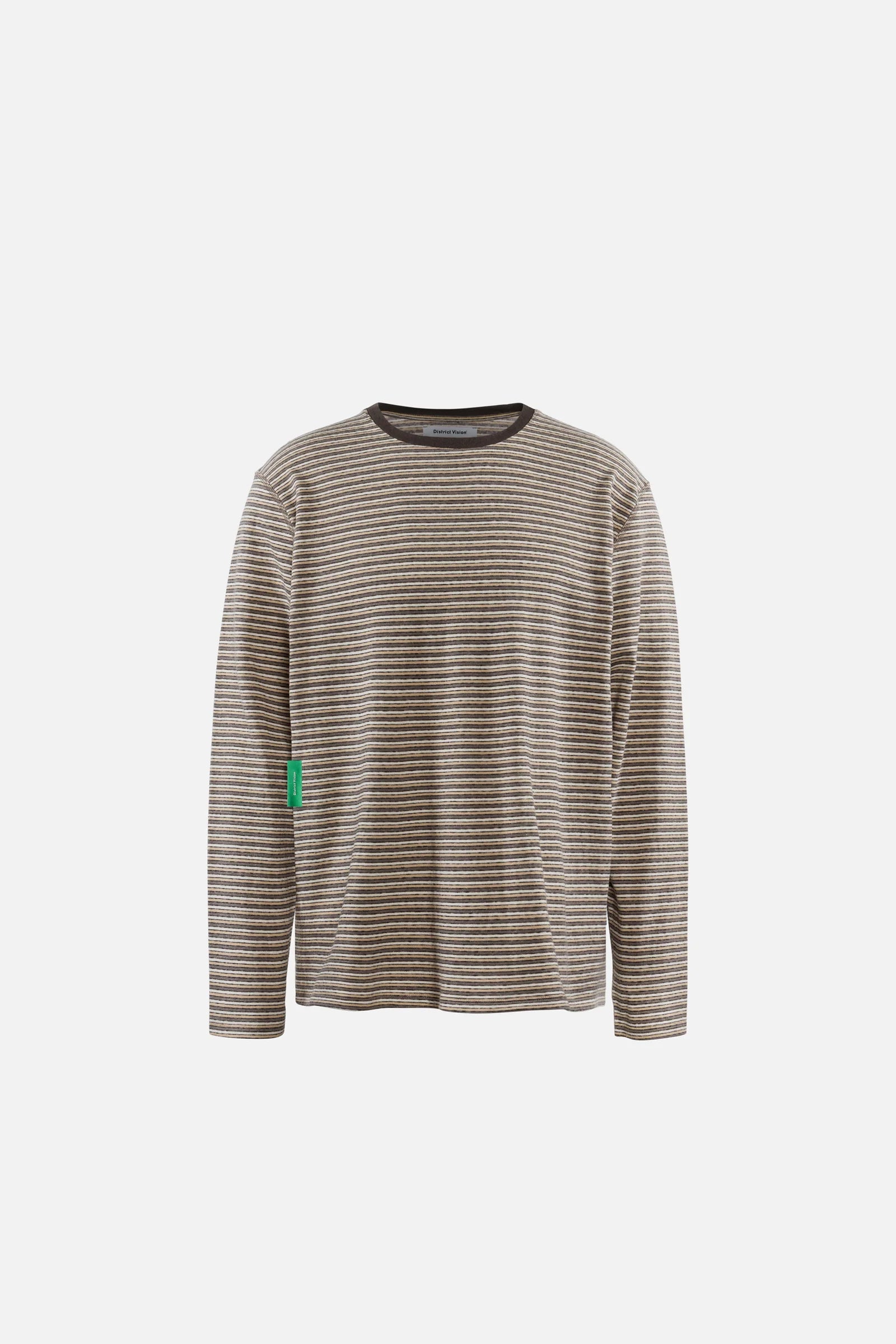 District Vision Long Sleeve Stripe Tee, Grey Stripe