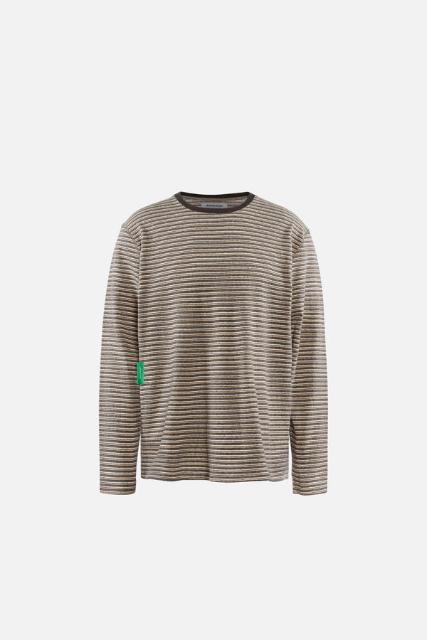 District Vision Long Sleeve Stripe Tee, Grey Stripe