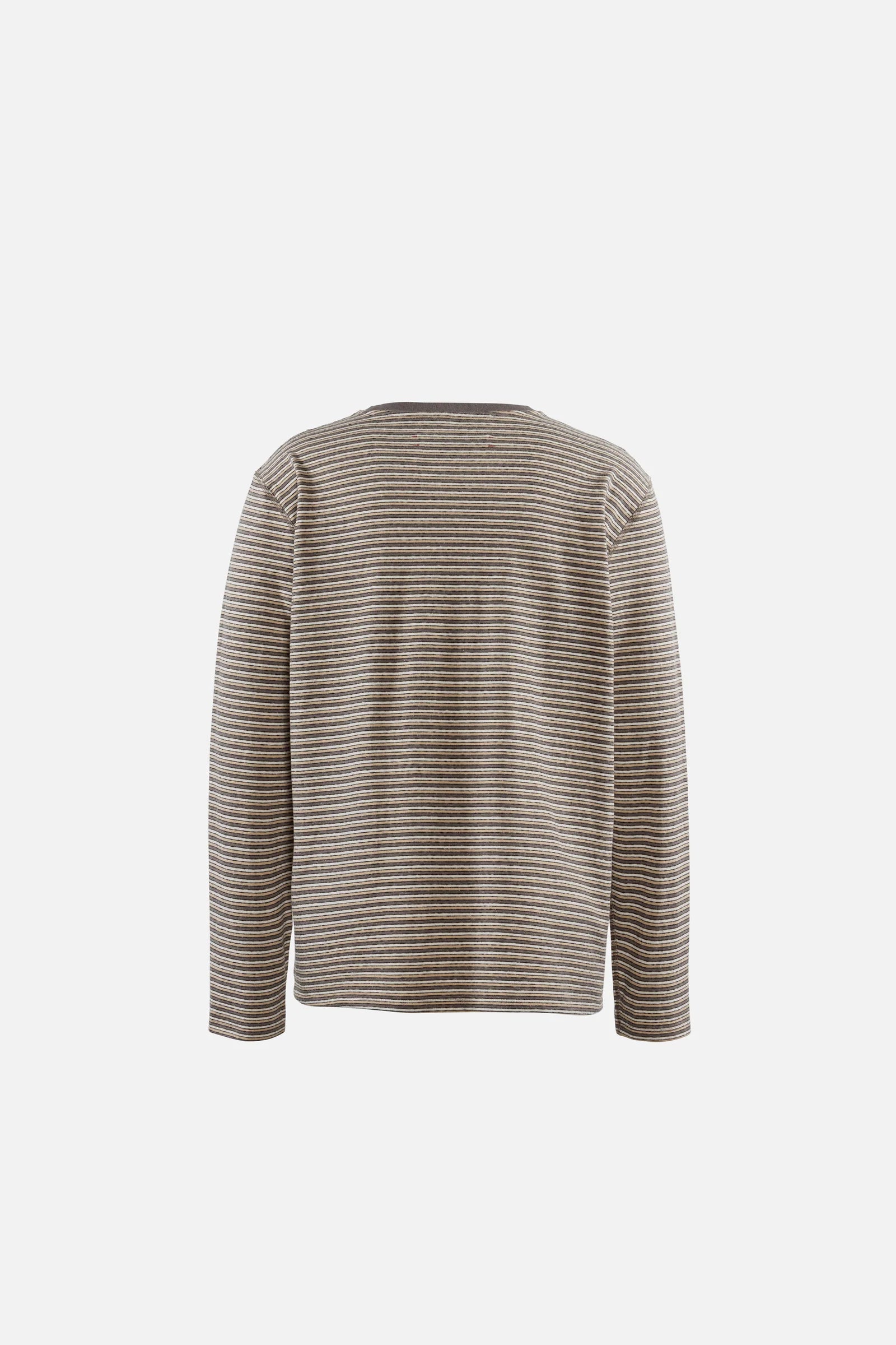 District Vision Long Sleeve Stripe Tee, Grey Stripe