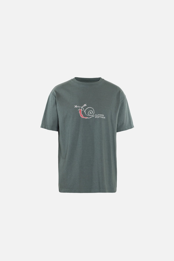 District Vision California Cotton Tee, Snail Cool Sage