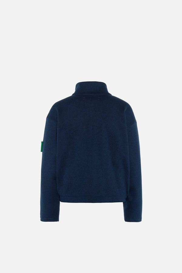 District Vision Women's Cropped Brushed Fleece, Slate Blue