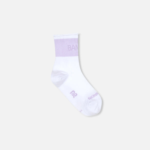 Bandit Lite Run™ Ribbed Socks - White with Light Thistle - 2 Pack