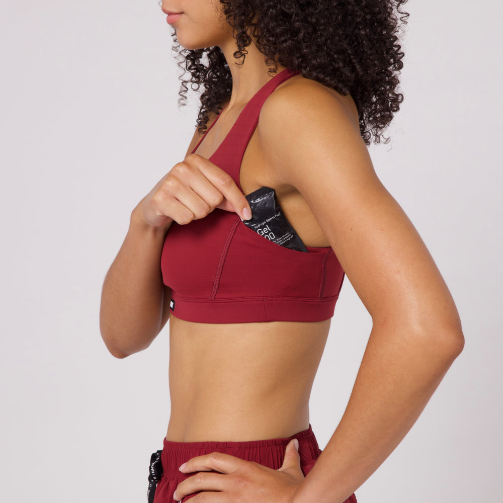 Bandit Grid Lock Scoop Neck Bra - Currant