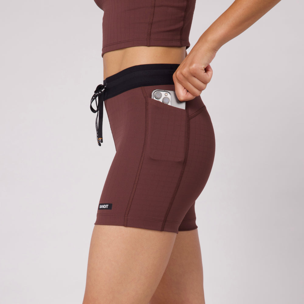 Bandit Grid Lock Womens 5" Compression Short - Chocolate