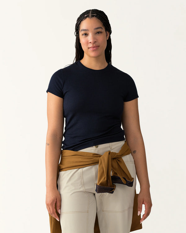 Hikerkind Ribbed Merino T-Shirt - Woad