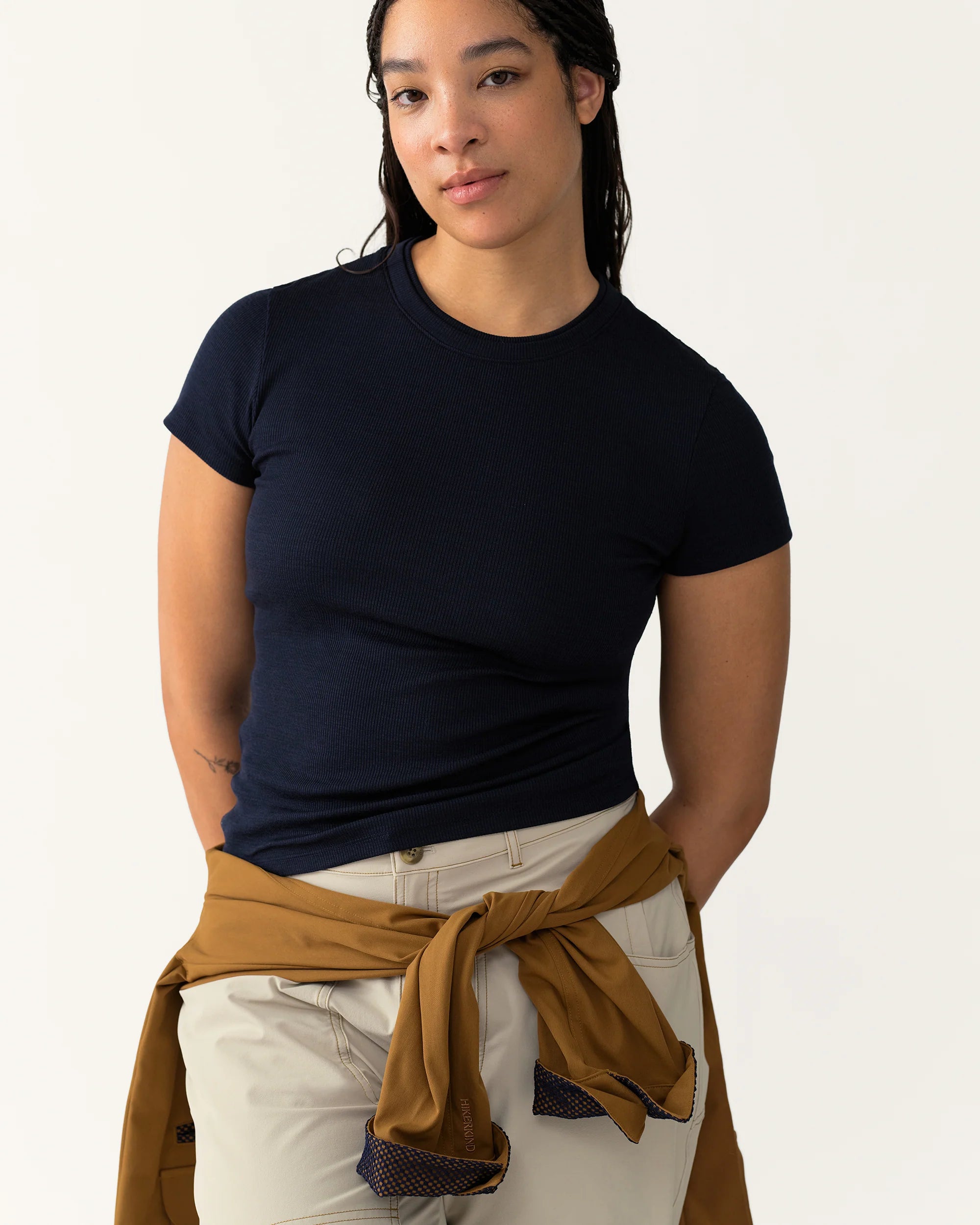 Hikerkind Ribbed Merino T-Shirt - Woad