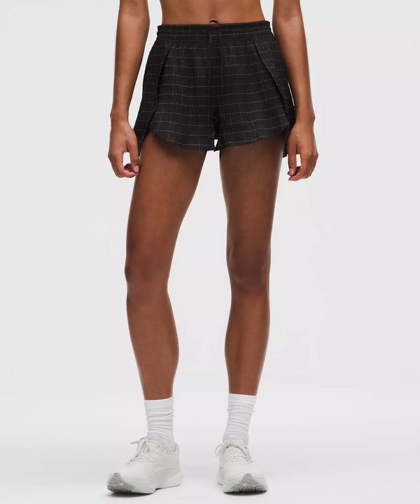 Lululemon Negative Split Textured Run Short 2.5" - Black/Reflective