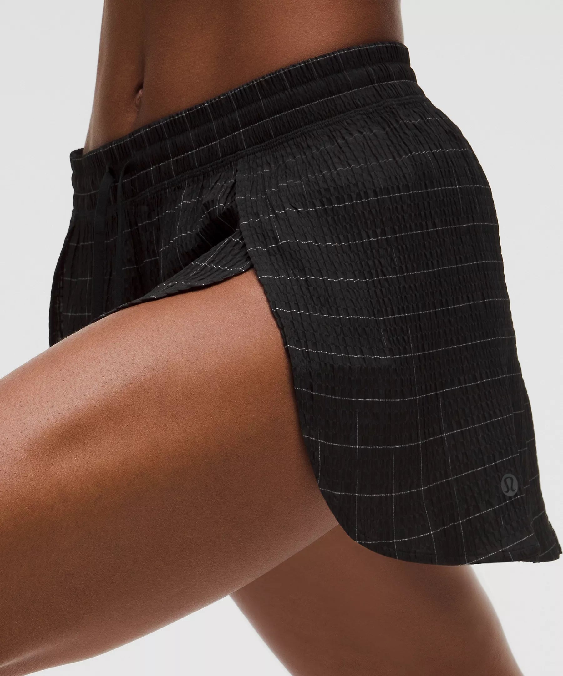 Lululemon Negative Split Textured Run Short 2.5" - Black/Reflective