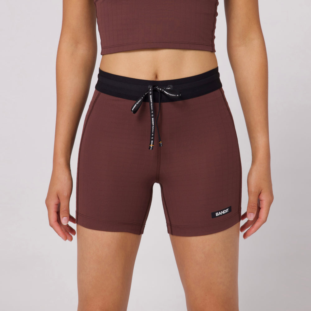 Bandit Grid Lock Womens 5" Compression Short - Chocolate