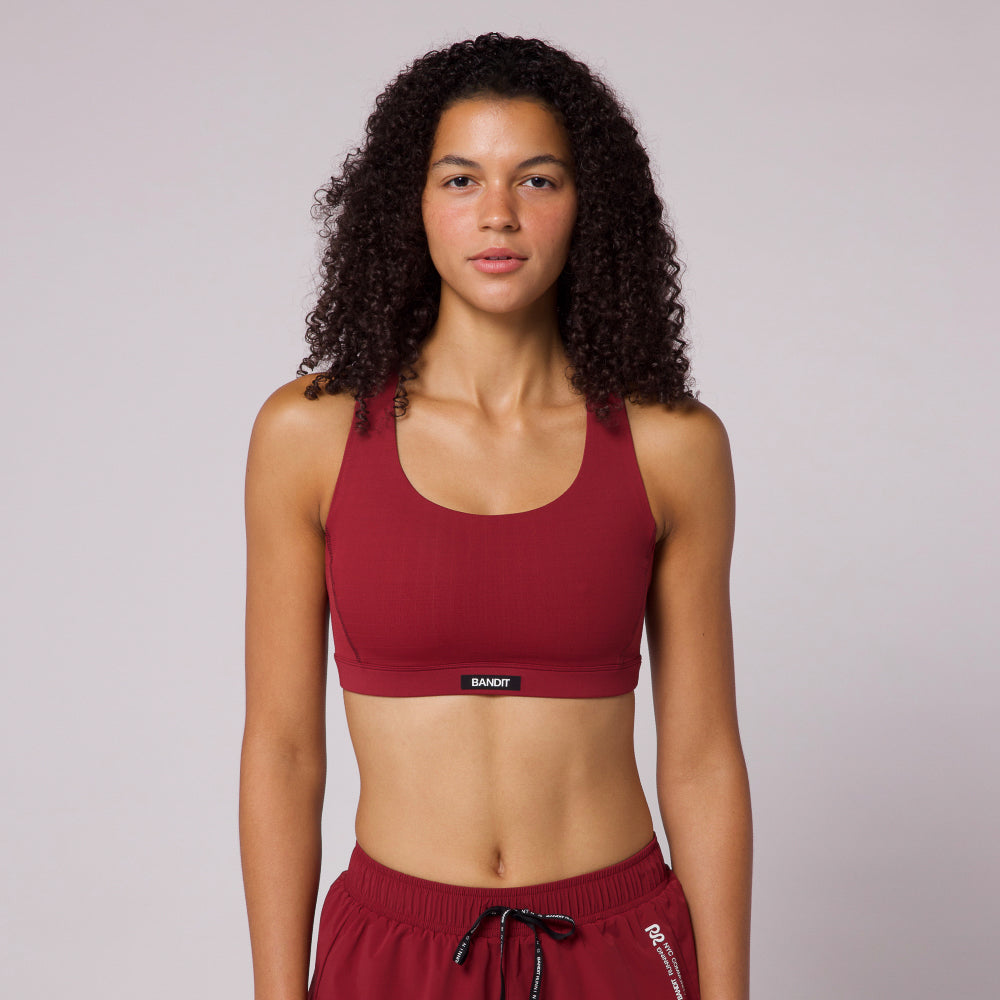 Bandit Grid Lock Scoop Neck Bra - Currant