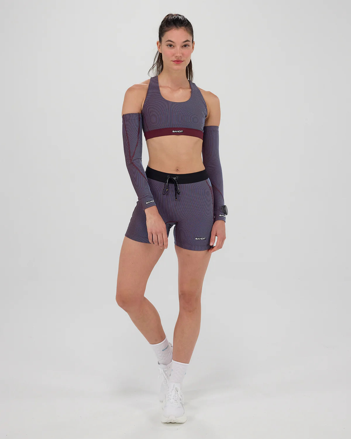 Bandit Women's Striped Cadence™ 5" Compression - Fig / Vintage Blue