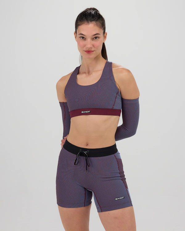 Bandit Stamina Scoop Neck Crop - Fig with Vintage Blue