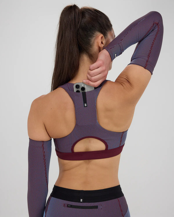 Bandit Stamina Scoop Neck Crop - Fig with Vintage Blue