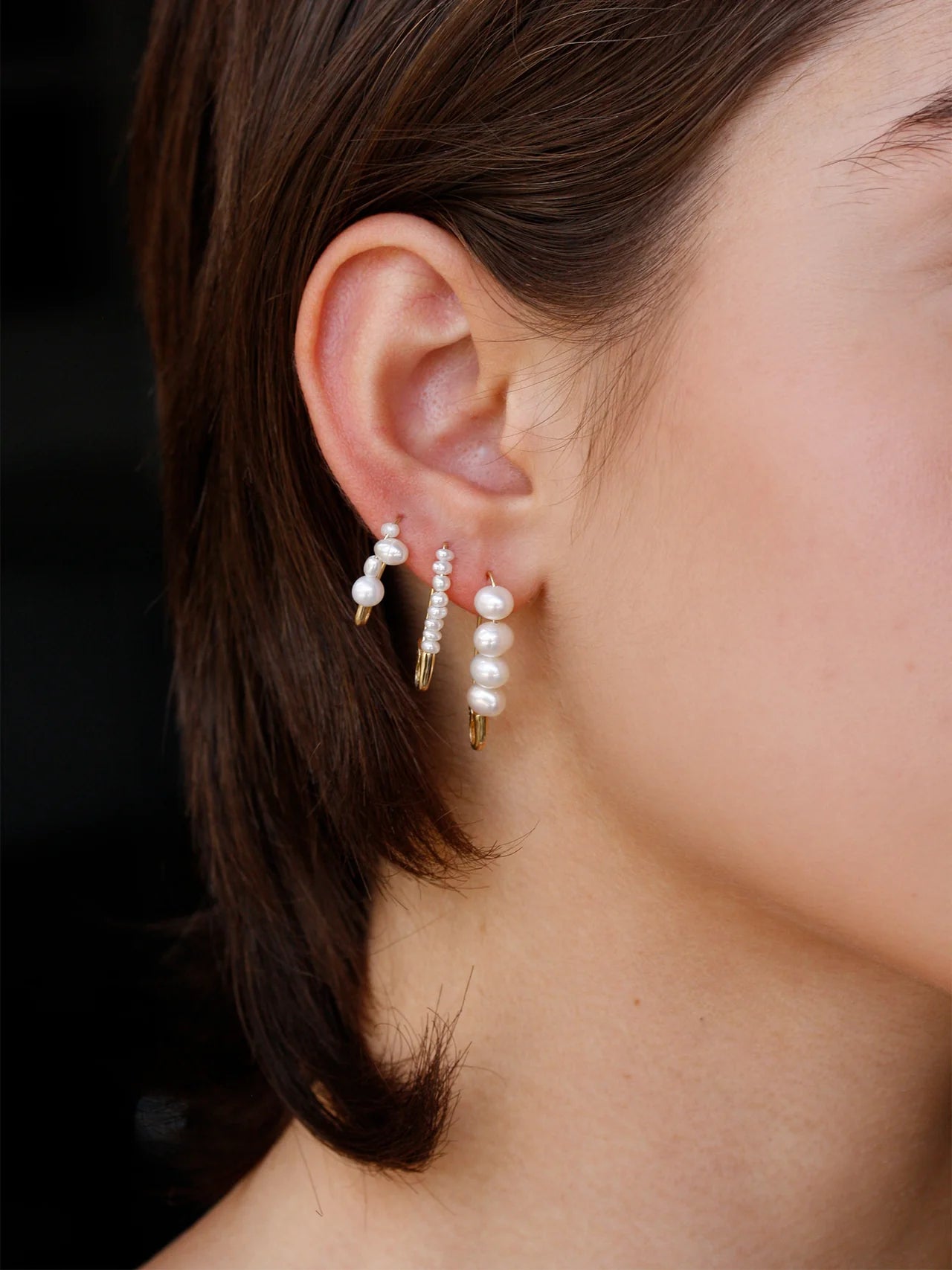 loren stewart Jewelry - Mini Mixed Pearl Safety Pin Earring