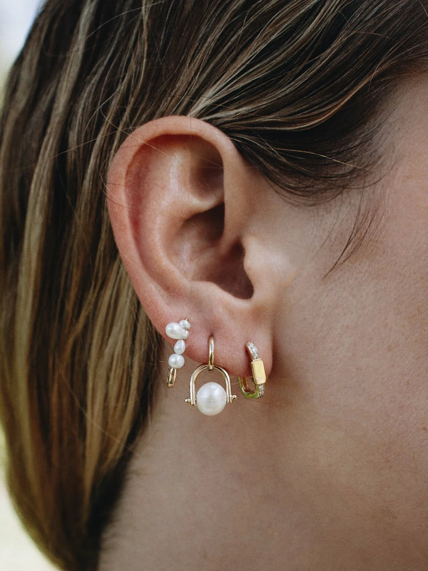 loren stewart Jewelry - Mini Mixed Pearl Safety Pin Earring