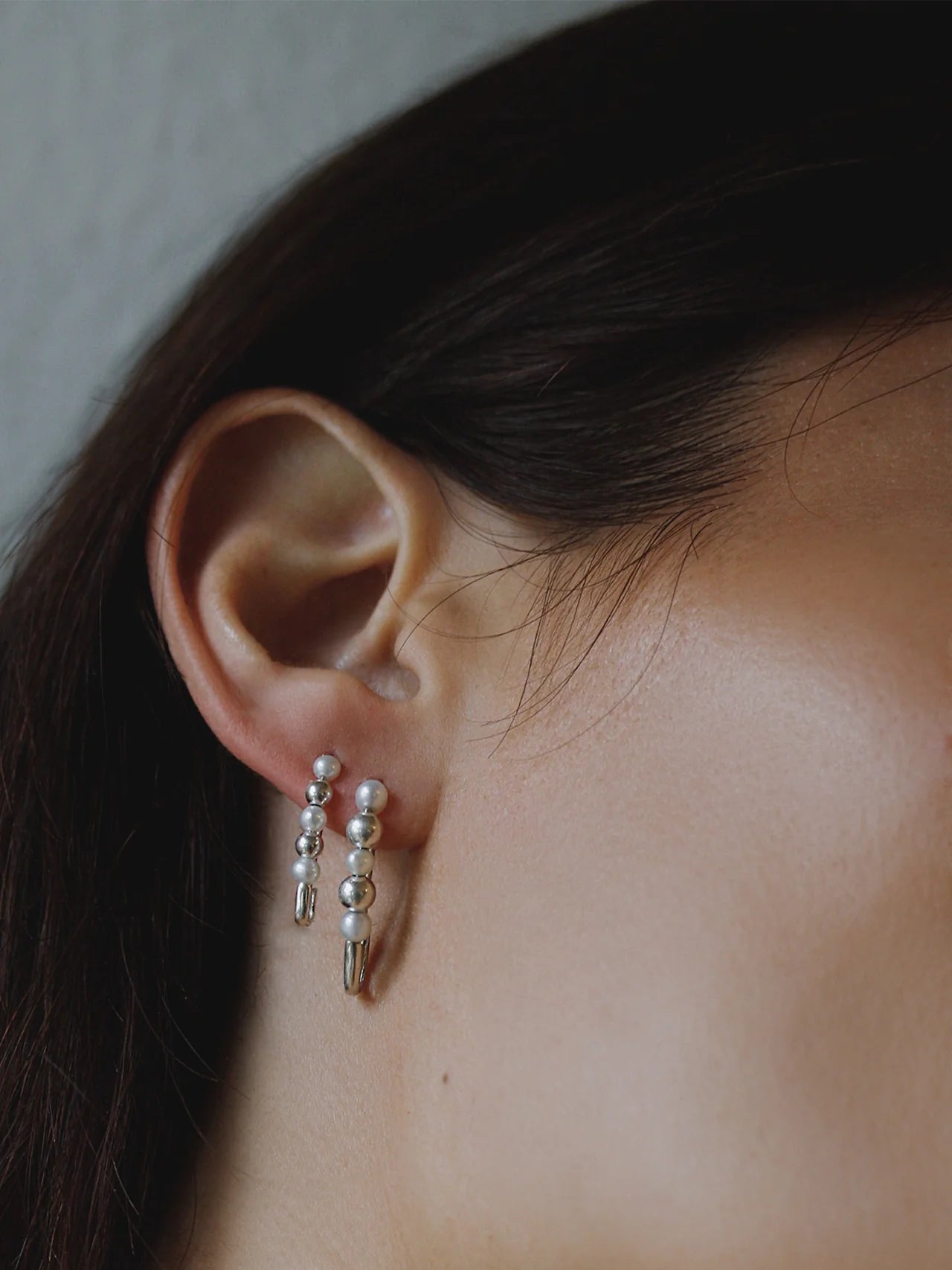 loren stewart Jewelry - Mini Friendship Bead & Pearl Safety Pin Earring