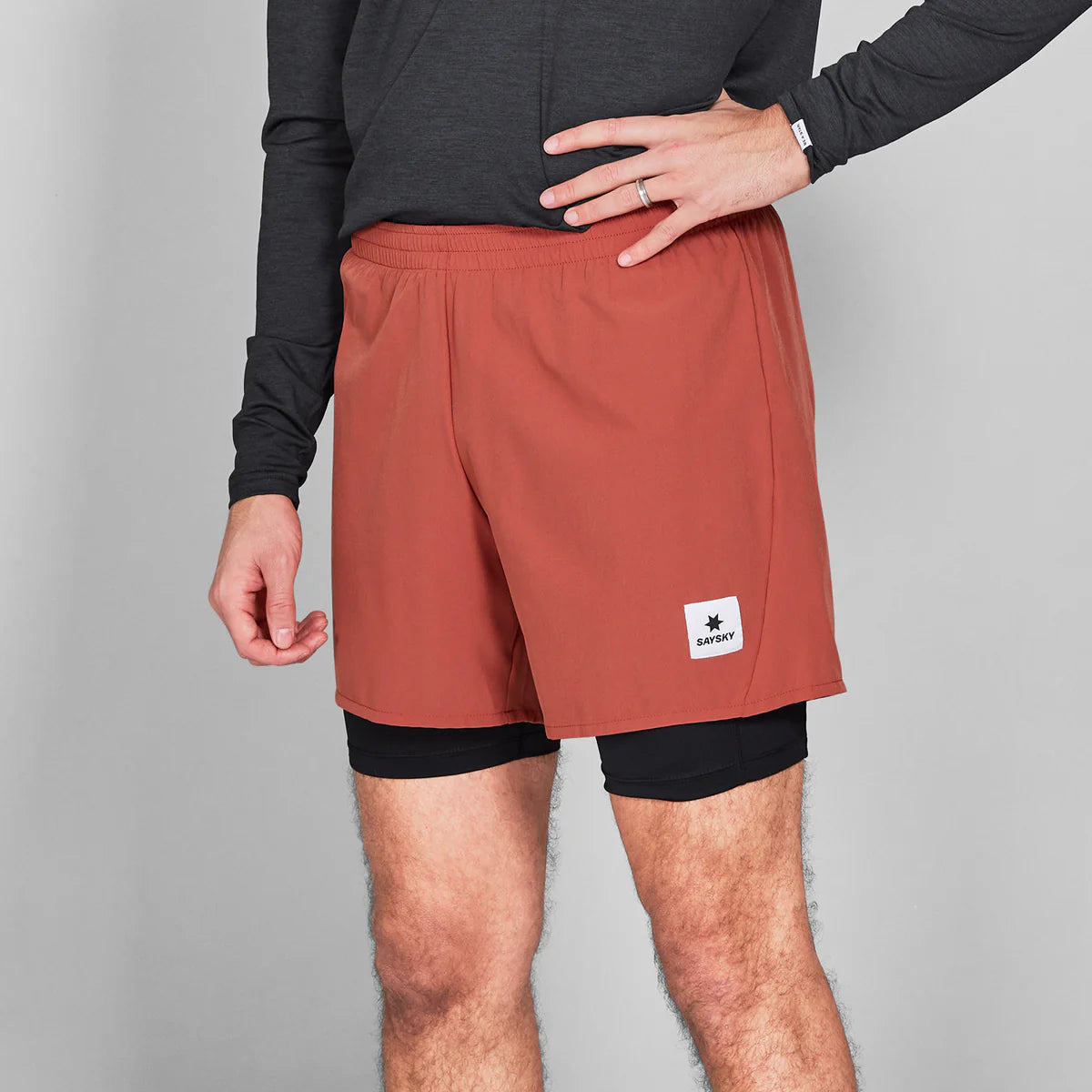 SAYSKY Men's 2-in-1 Shorts 5" - RED