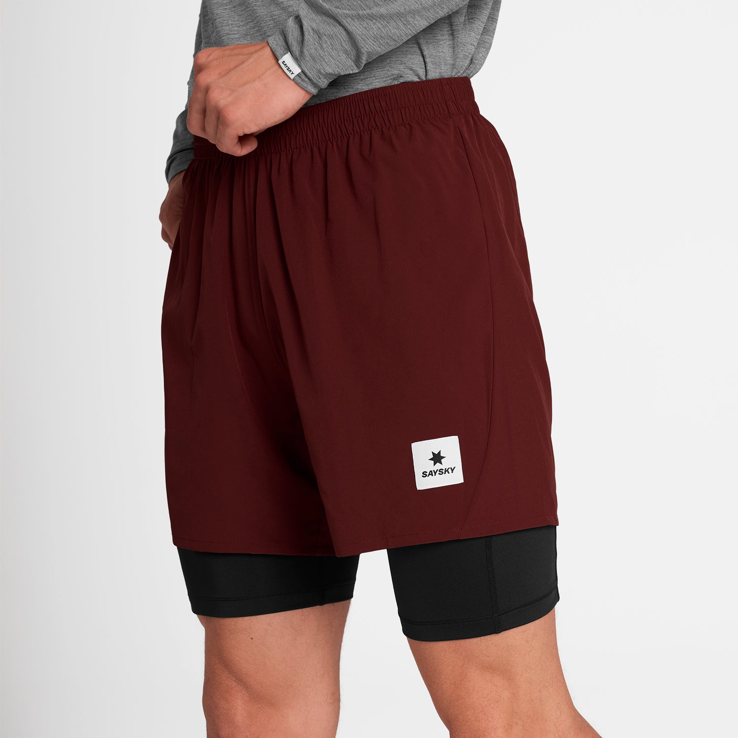 SAYSKY Men's Pace 2 in 1 Shorts 5" - Red