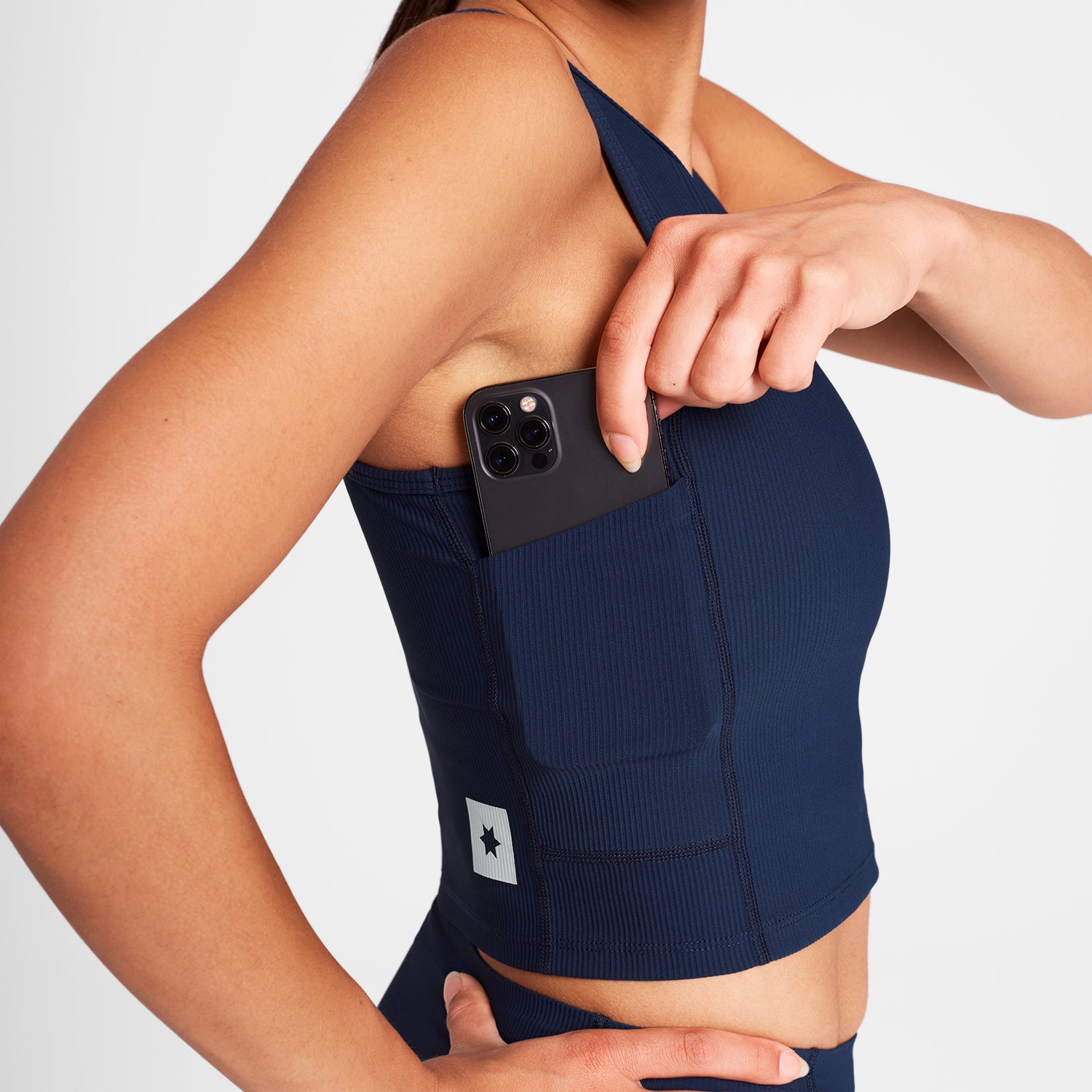 SAYSKY Women's Combat+ Rib Crop Top - Blue