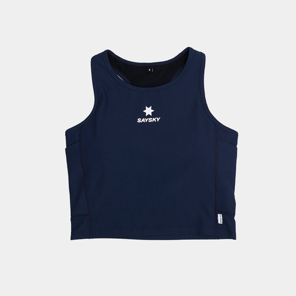 SAYSKY Women's Combat+ Rib Crop Top - Blue