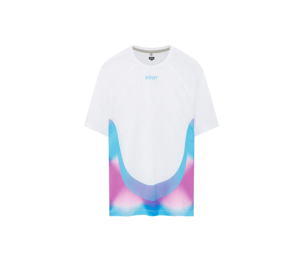 SOAR Running Men's Race Tee - White/Magenta Blue