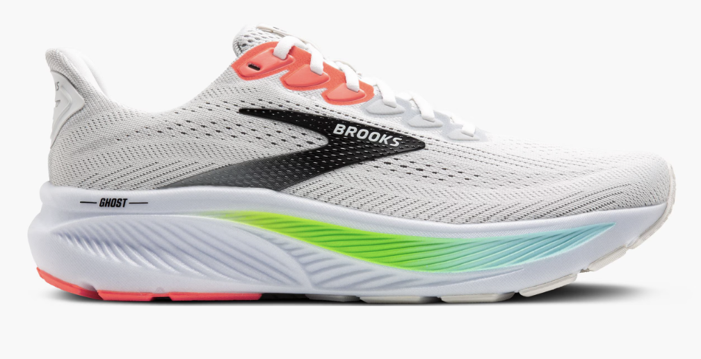 Brooks Men's Ghost 17 - White/Pink Clay/Gecko
