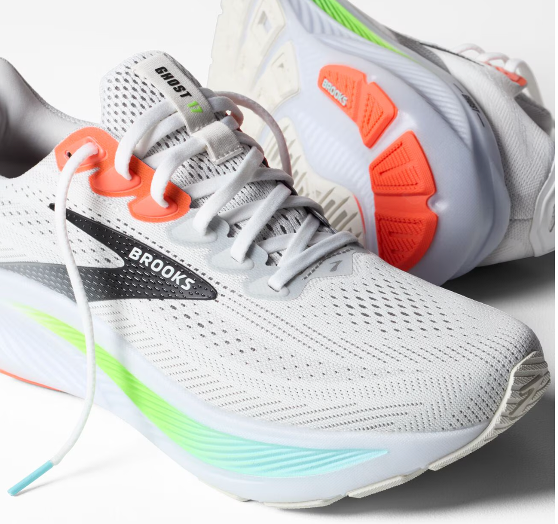 Brooks Men's Ghost 17 - White/Pink Clay/Gecko