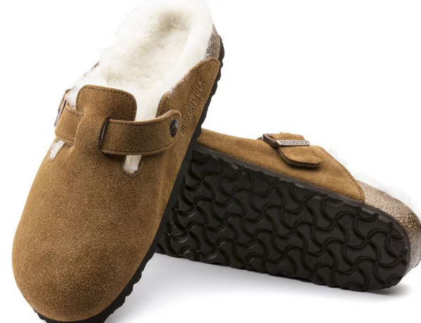 Birkenstock Boston Sherling Suede Leather - Mink