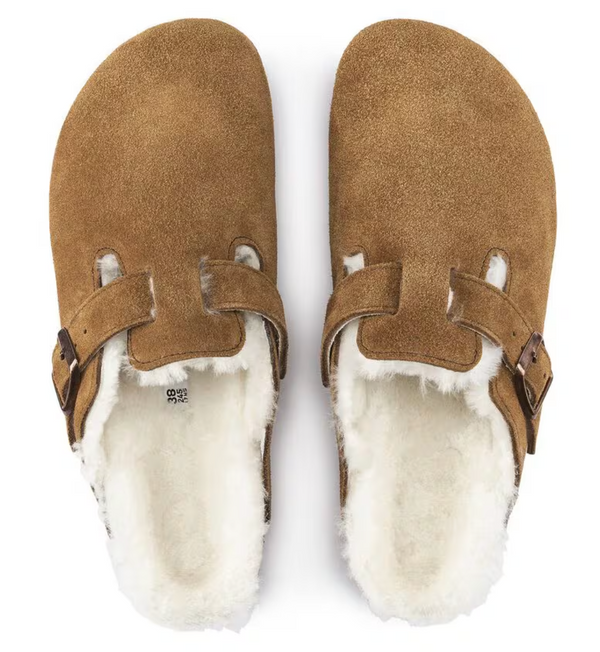 Birkenstock Boston Sherling Suede Leather - Mink
