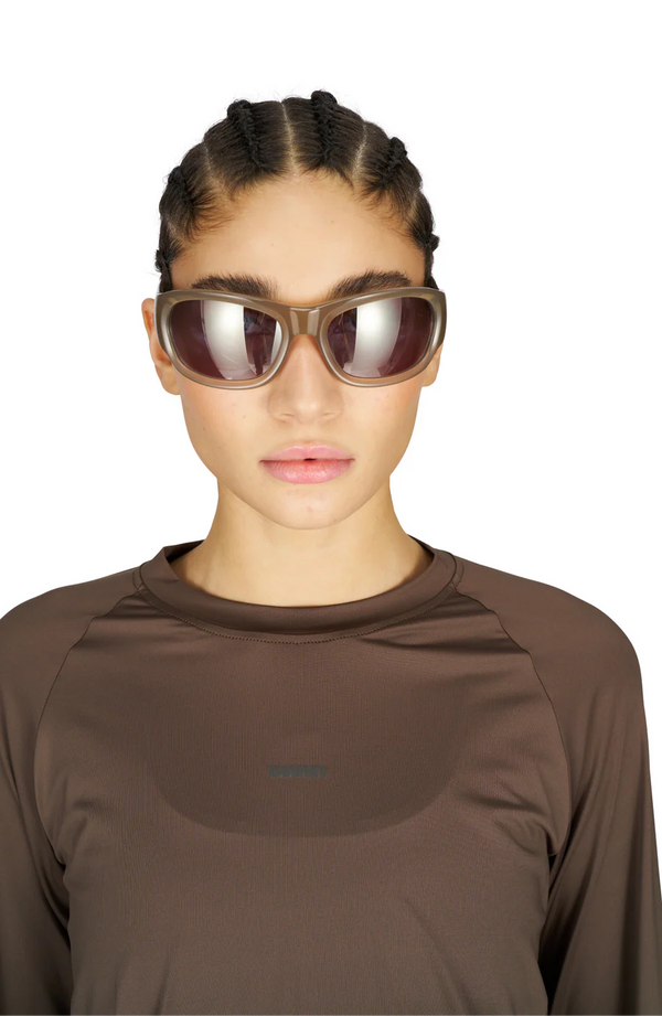 UNNA Women's Shiny Long Sleeve - Wren Brown