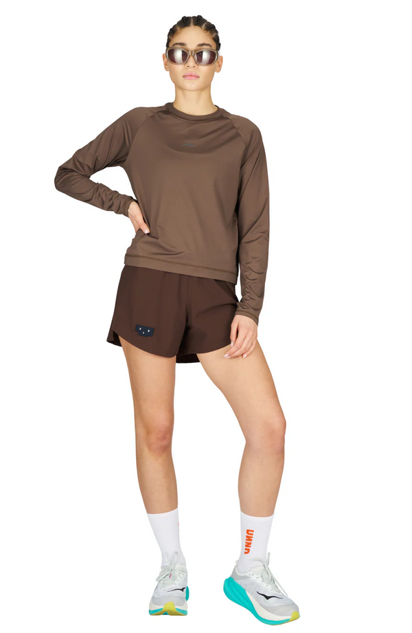UNNA Women's Shiny Long Sleeve - Wren Brown