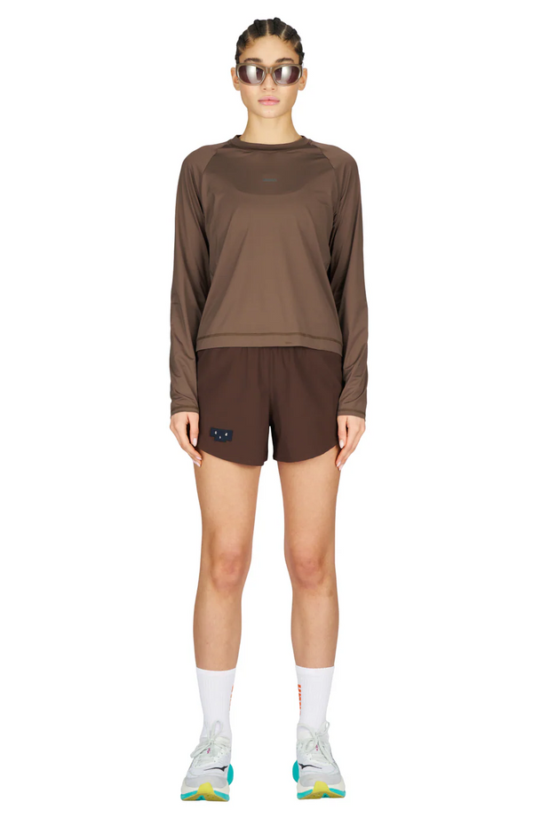 UNNA Women's Shiny Long Sleeve - Wren Brown