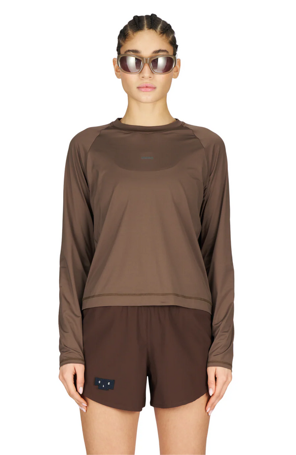 UNNA Women's Shiny Long Sleeve - Wren Brown