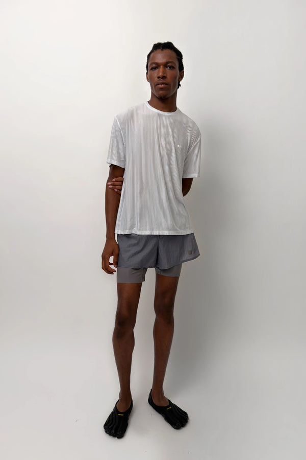 Optimistic Runners Side Pocket Shorts Striped-blue