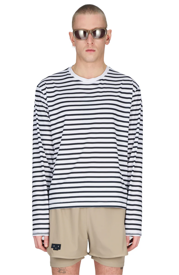 UNNA Striped LS Tee - Navy/White