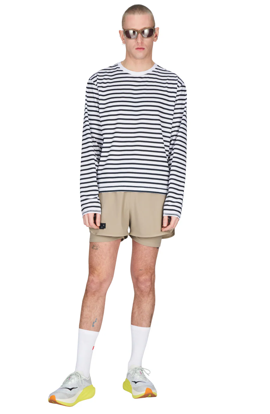 UNNA Striped LS Tee - Navy/White