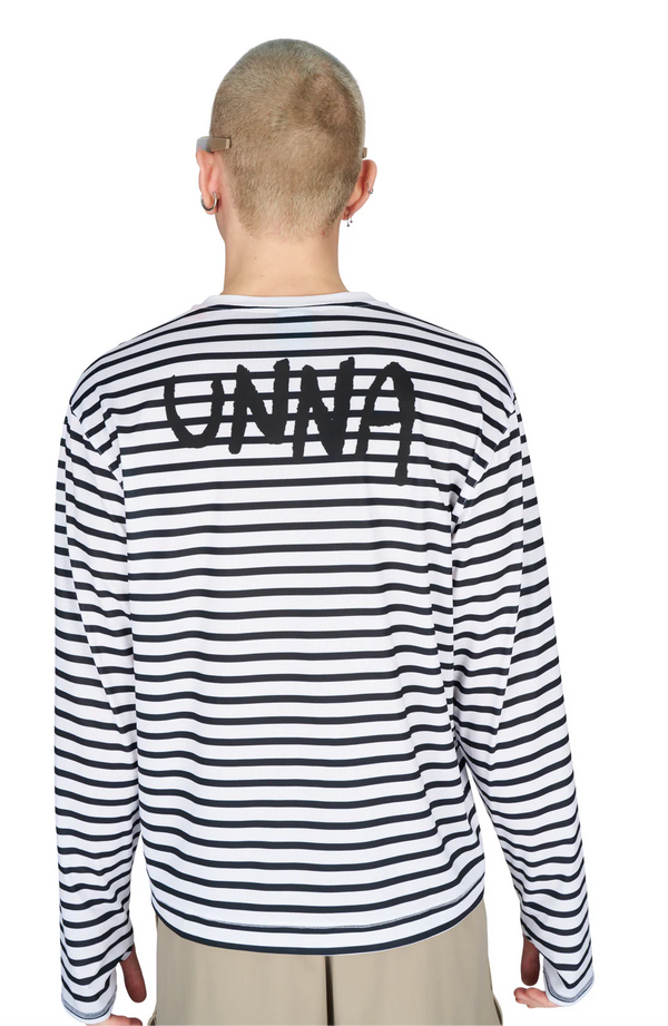 UNNA Striped LS Tee - Navy/White