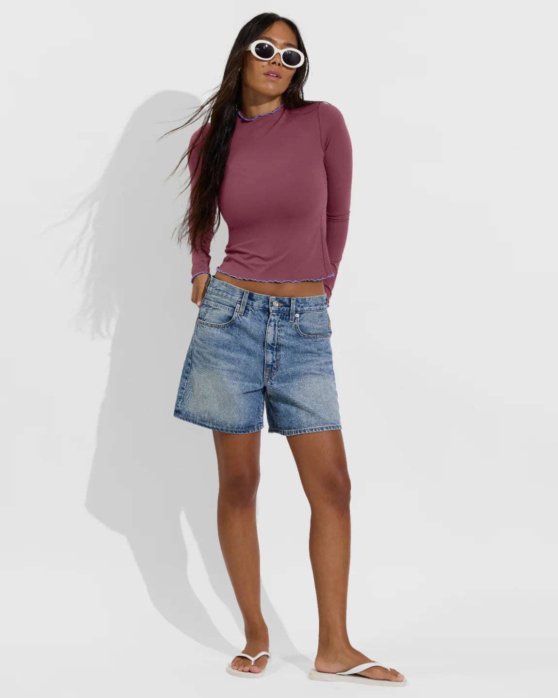 Left on Friday Rays Long Sleeve Top *Long - Desert Plum / Riptide