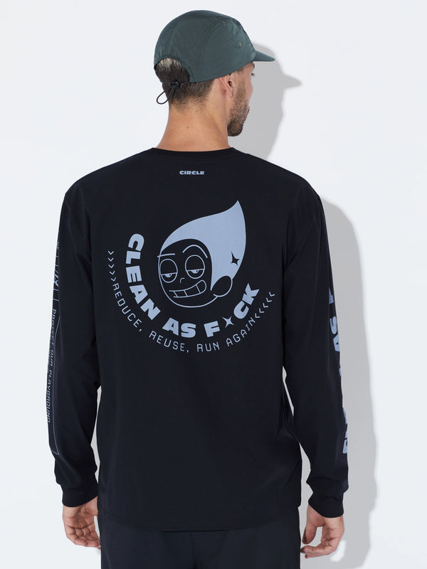 Circle Long Sleeve Clean As F*ck Tee - Black & Blue
