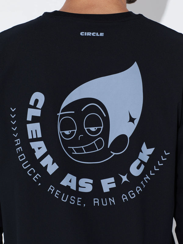 Circle Long Sleeve Clean As F*ck Tee - Black & Blue