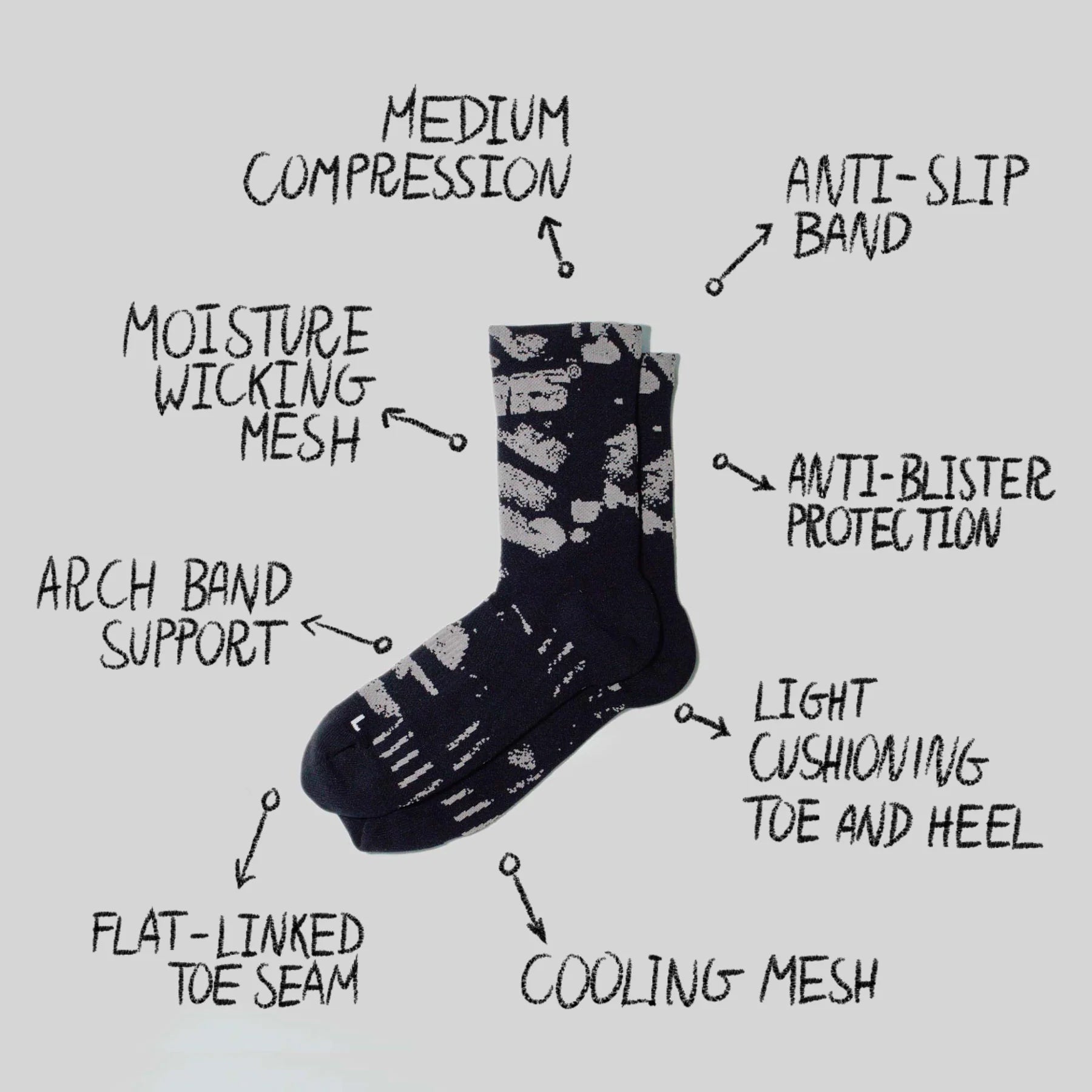 sums Ascenders socks - Grey/Black