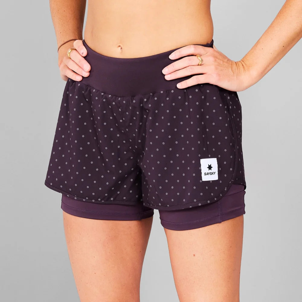 SAYSKY Women's Reflective Polka 2 in 1 Pace Shorts 3" - Purple