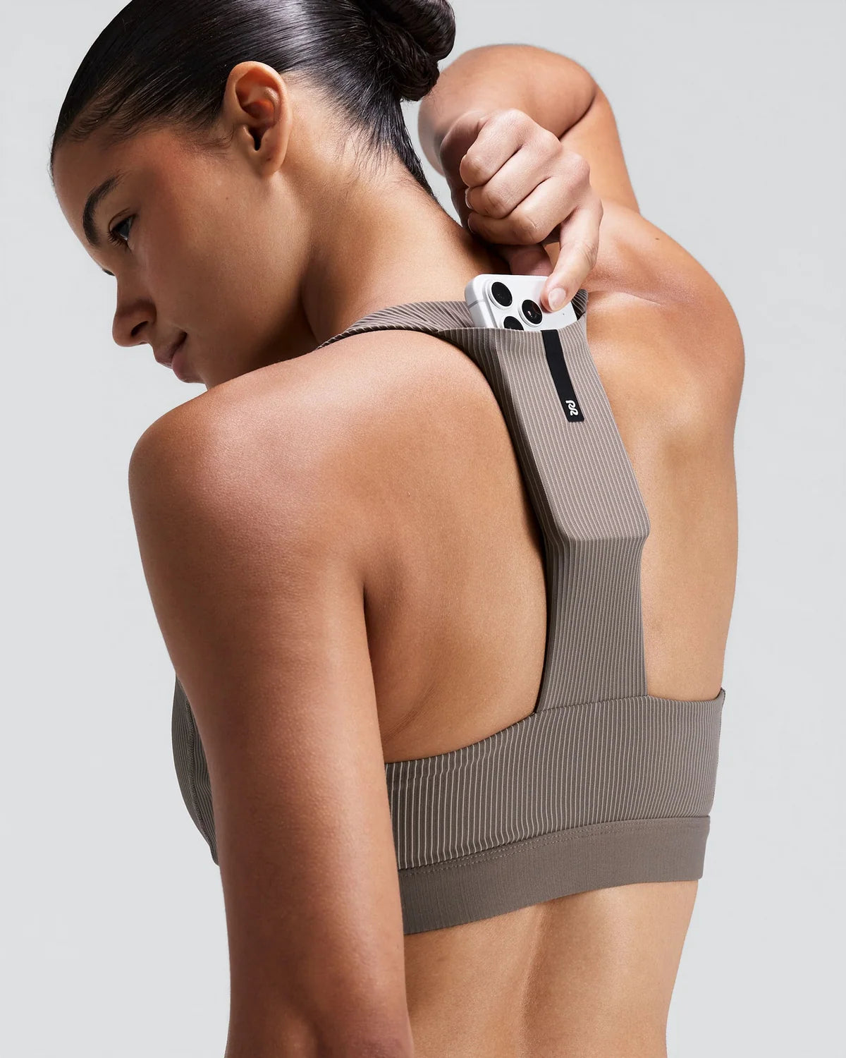 Bandit Women's Striped Cadence™ Longline Bra - Concrete Taupe / Cocoa