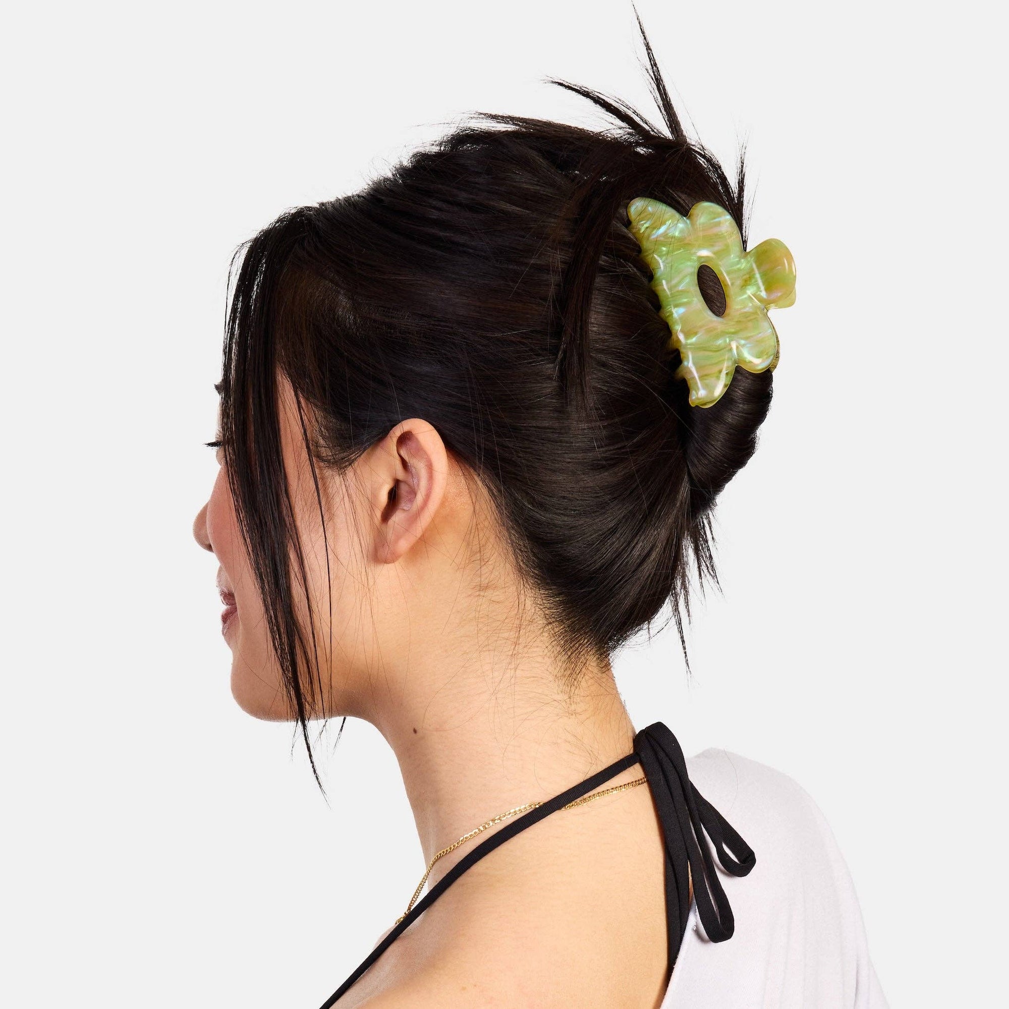 CHUNKS Flower Claw in Jade Swirl