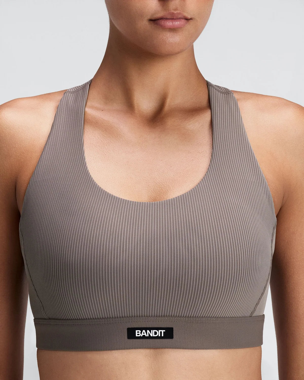Bandit Women's Striped Cadence™ Longline Bra - Concrete Taupe / Cocoa