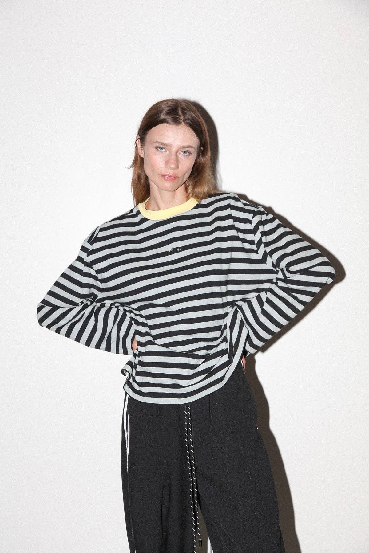 KkCo Pierced Long Sleeve Box Tee - Sky & Midnight