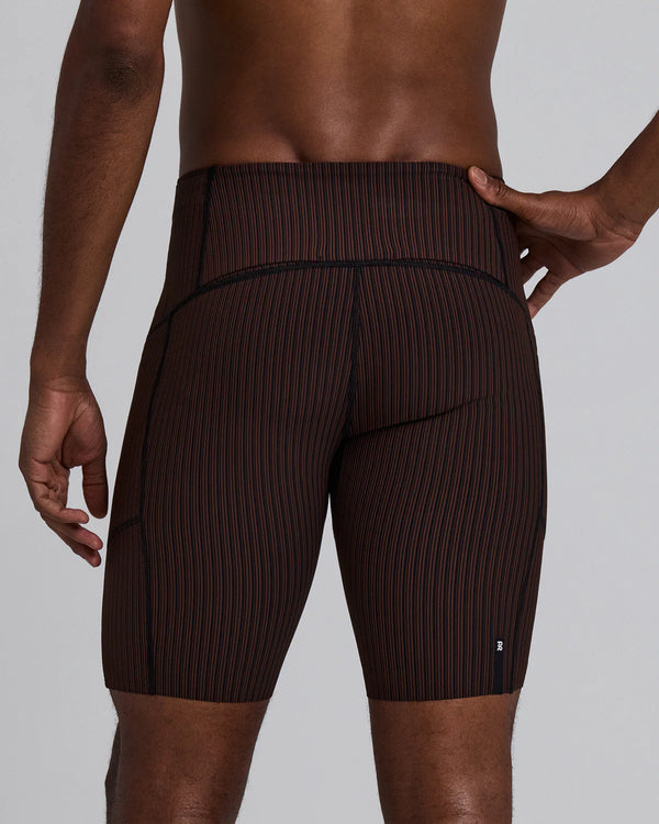 Bandit Men's Striped Cadence™ 7 Pocket Lined Half Tights - Cacao / Black