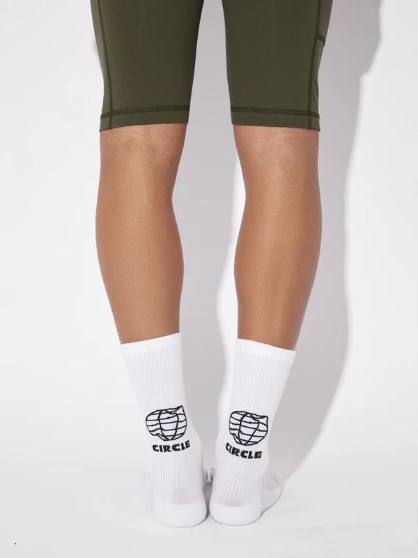 Circle Speedy High Planet Running Socks - White