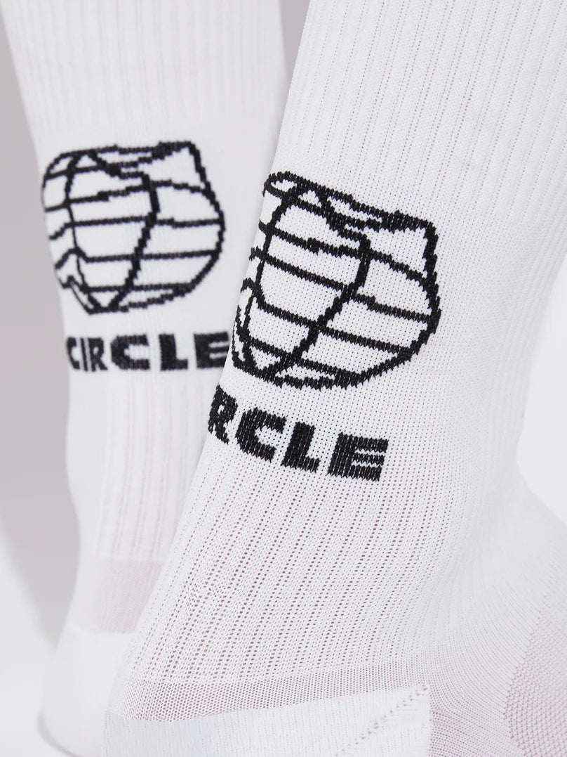 Circle Speedy High Planet Running Socks - White