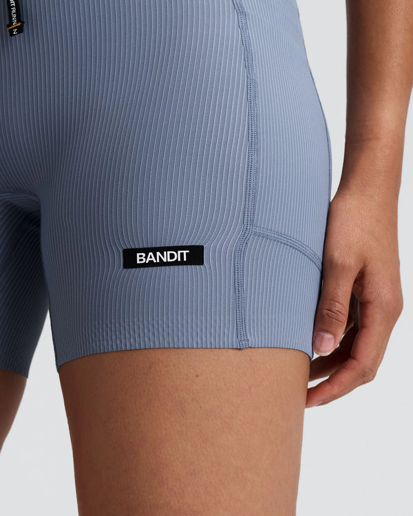 Bandit Women's Striped Cadence™ 5" Compression Shorts - Pavilion Blue / Steel Horizon